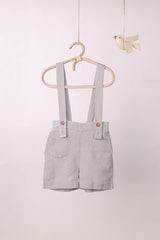 Suspender Shorts With Shirt Set - Chi Linen