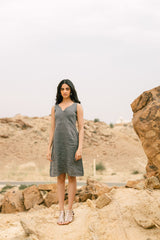 Sleeveless pleated yoke dress - Chi Linen