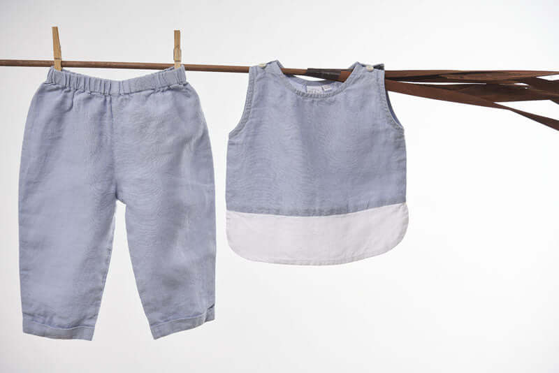 2 Colour Shirt & Trousers Set - Chi Linen