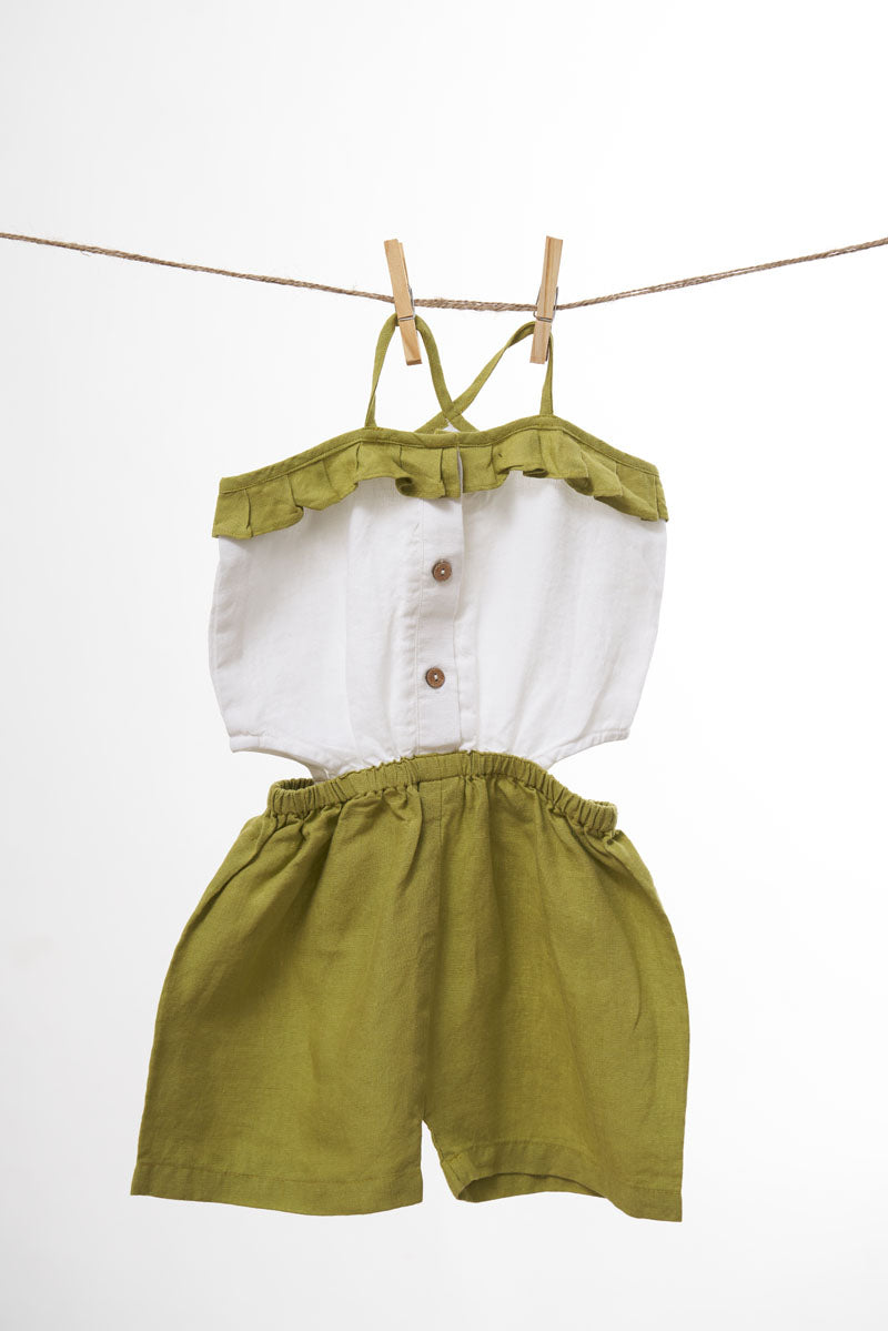 Halter Neck Cut-out Play Suit - Chi Linen