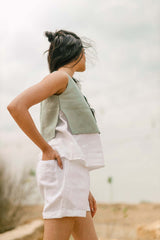 Pin tucks shorts - Chi Linen