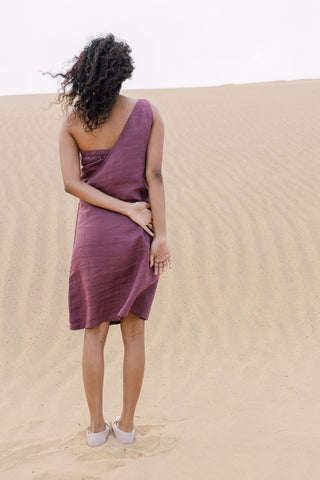 2 Piece One Shoulder Dress Back Side by Chi Linen