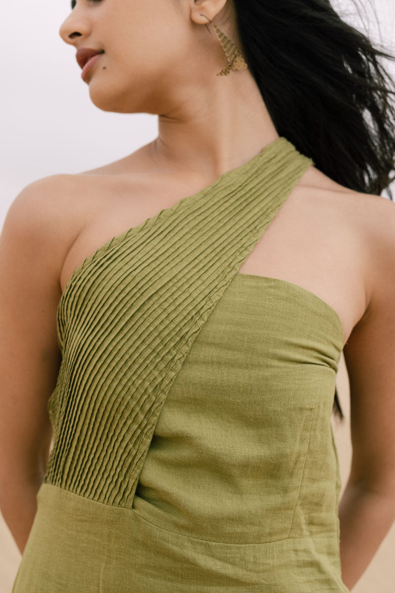 Pleated One Shoulder Dress At Chi Linen