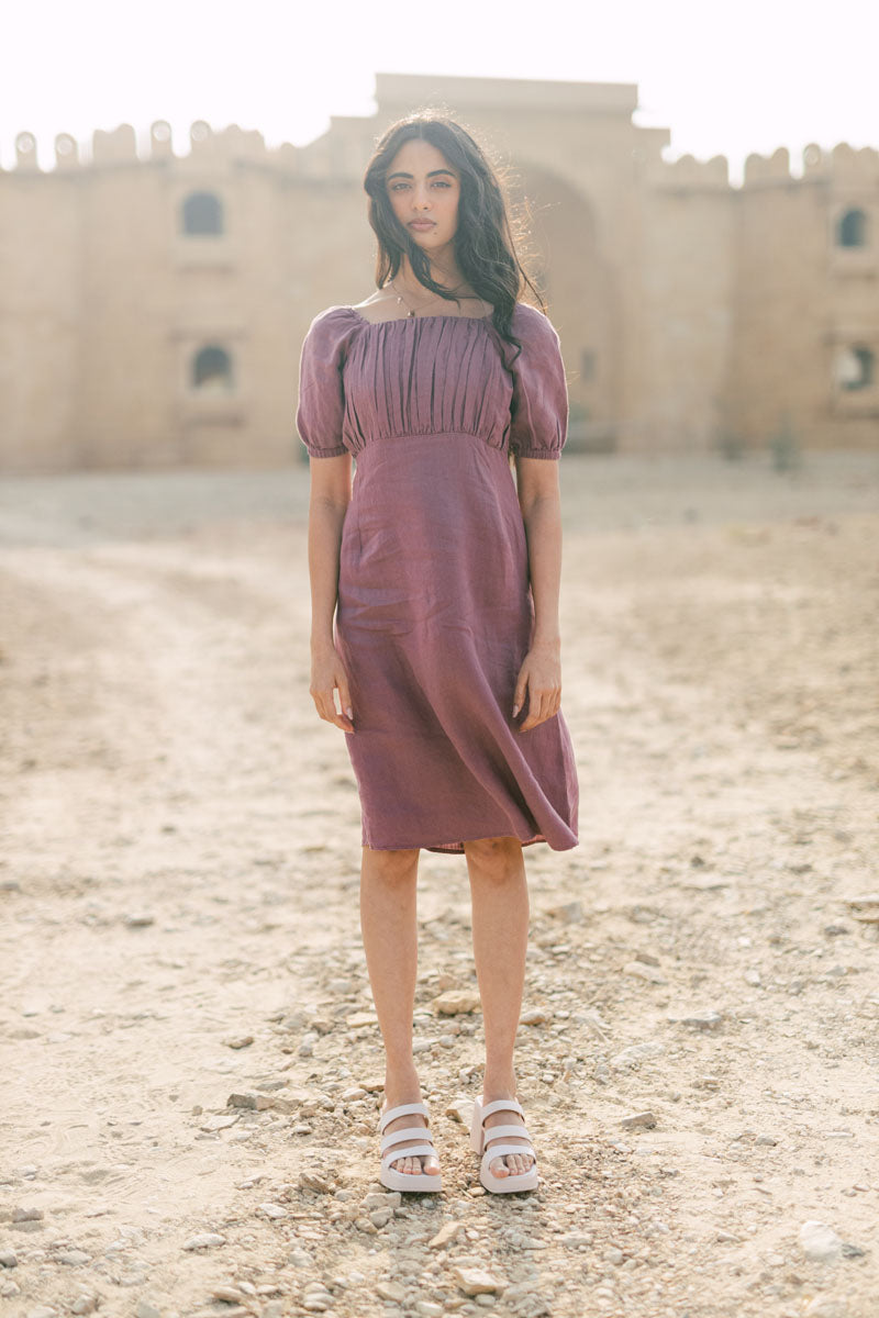 Puff Sleeve Casual Dress at Chi lINEN