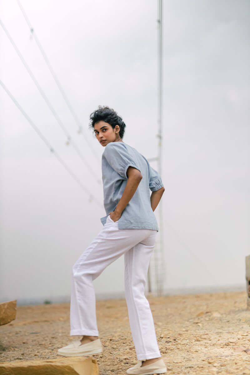 Regular trouser with turn up - Chi Linen