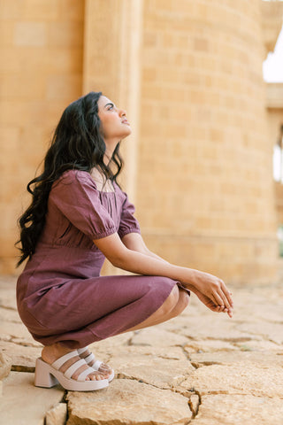 Puff Sleeve Casual Dress at Chi lINEN