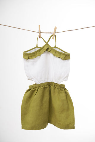 Halter Neck Cut-out Play Suit - Chi Linen