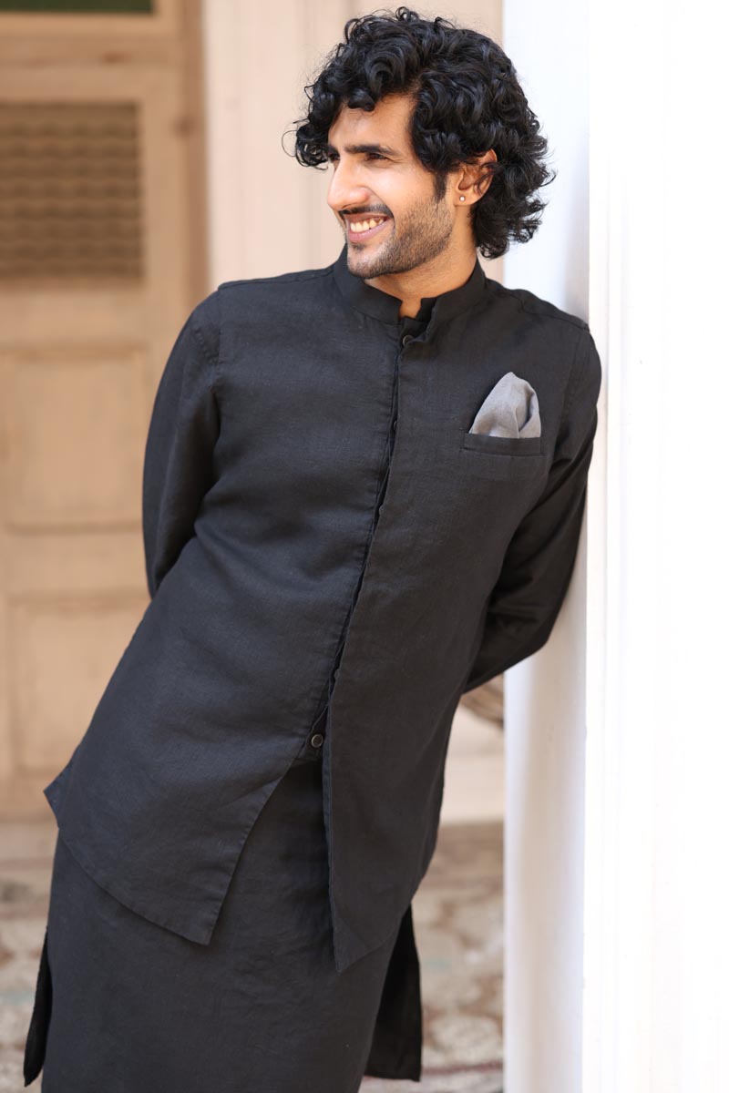  Linen Black Jacket | Black Linen Jacket for Men