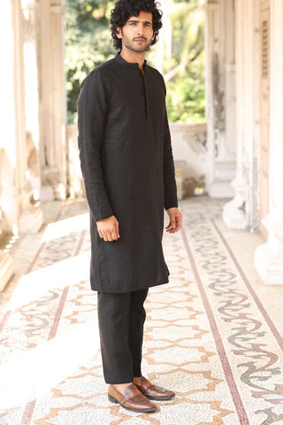 Black Kurta Set | linen kurta set for men