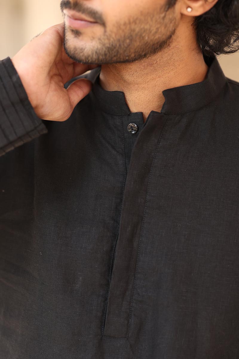 Black Kurta Set | linen kurta set for men