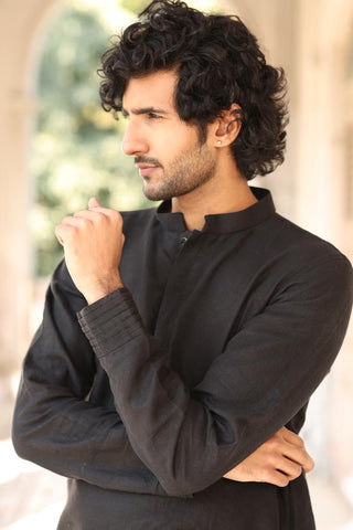 Black Kurta Set | linen kurta set for men