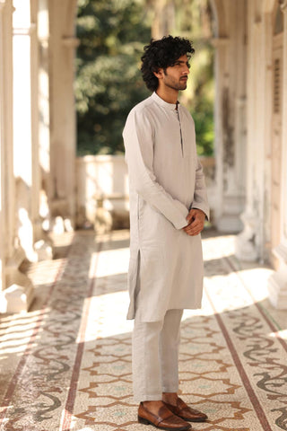 Cloud Grey Kurta Set | linen kurta set for men