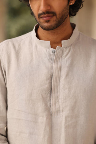 Cloud Grey Kurta Set | linen kurta set for men