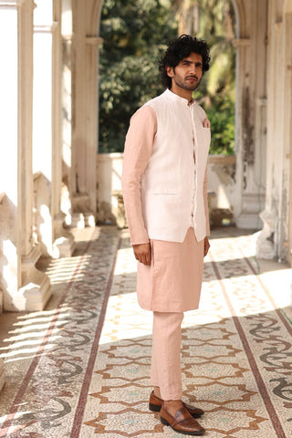 Linen Kurta Jacket | Flamingo Kurta & Jacket Set 