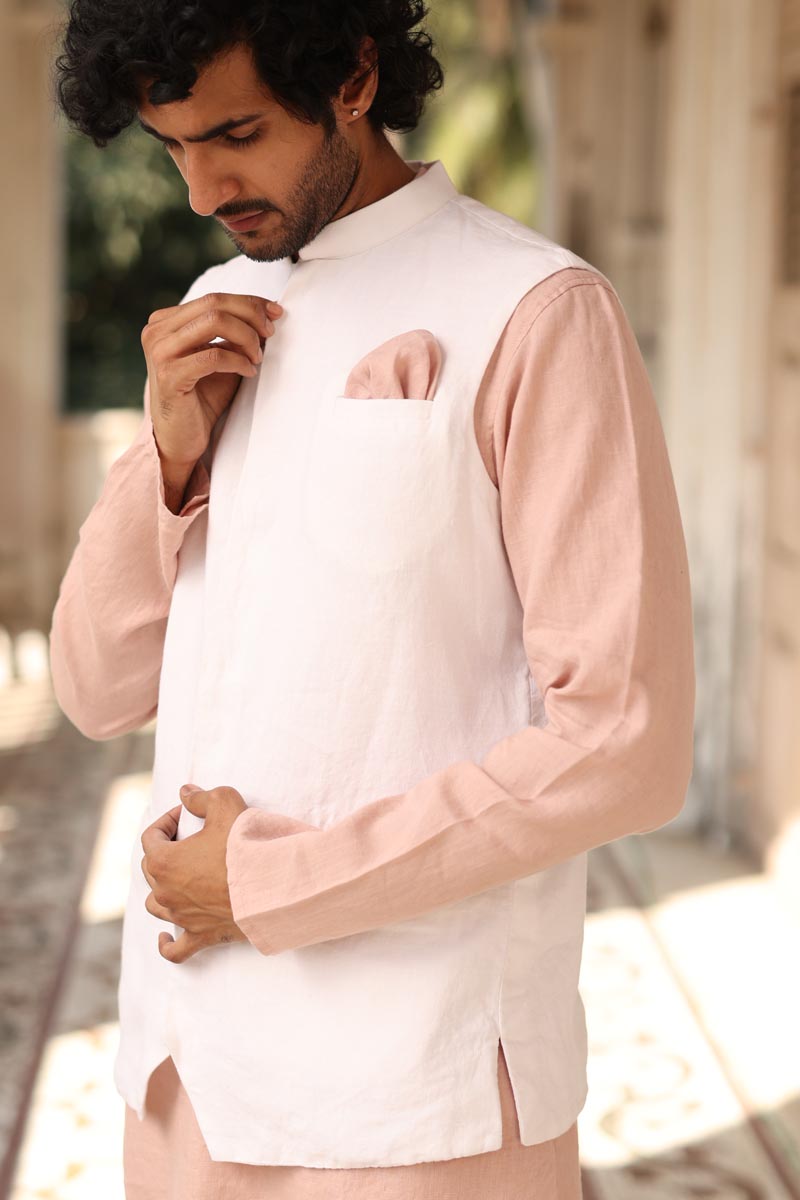 Linen Kurta Jacket | Flamingo Kurta & Jacket Set 