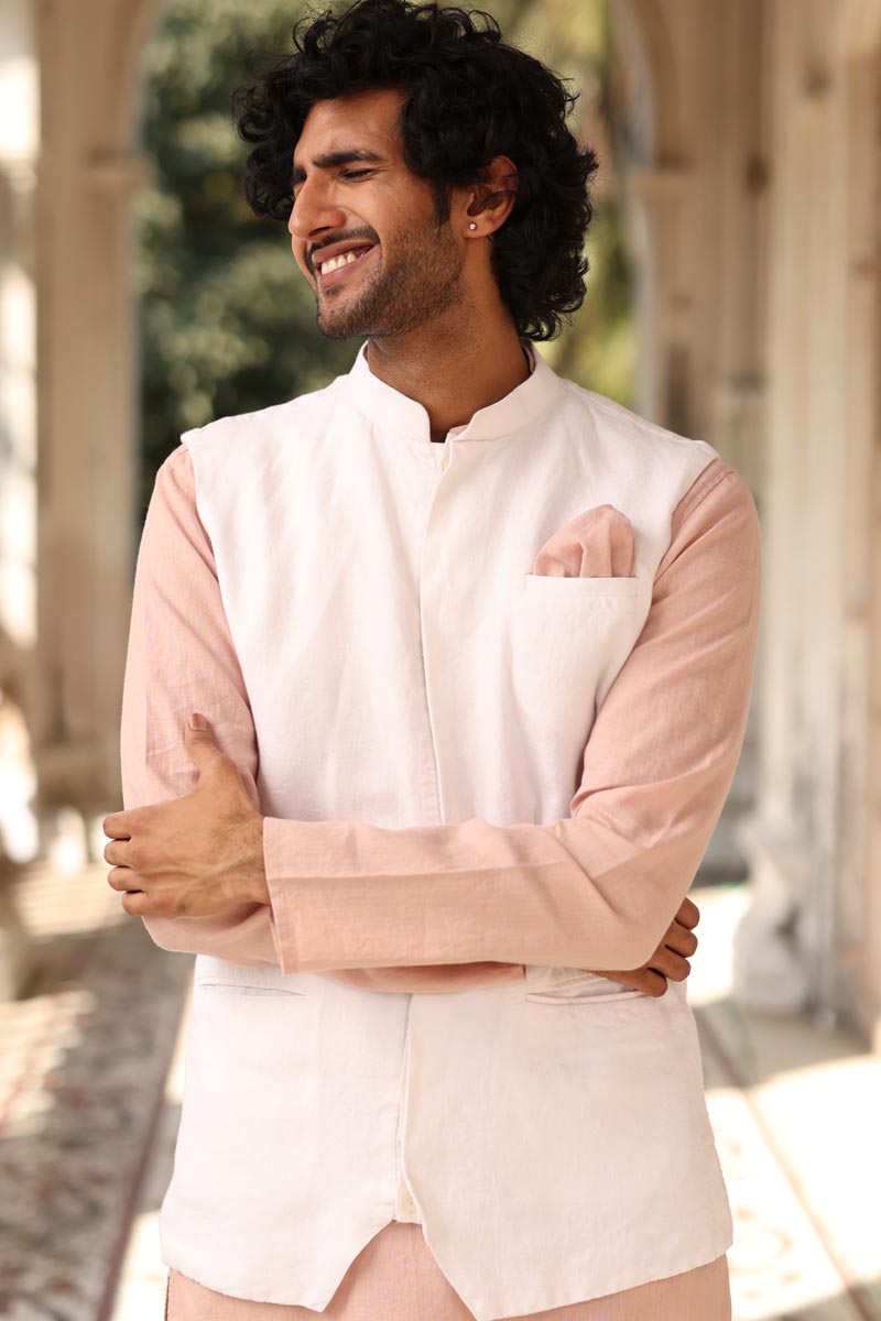 Linen Kurta Jacket | Flamingo Kurta & Jacket Set 