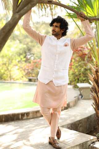 Linen Kurta Jacket | Flamingo Kurta & Jacket Set 