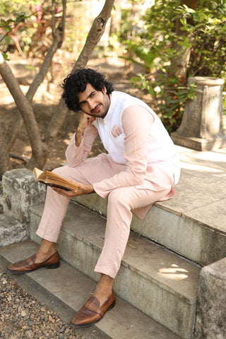 Linen Kurta Jacket | Flamingo Kurta & Jacket Set 