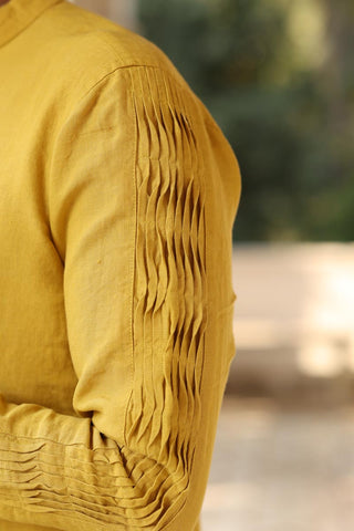 Mustard Yellow Kurta Set | linen kurta set for men