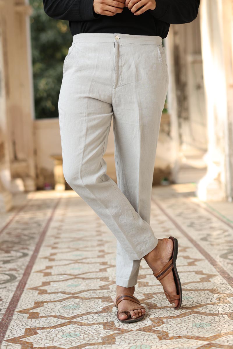 Cloud Grey Trouser | Linen Trousers for Men