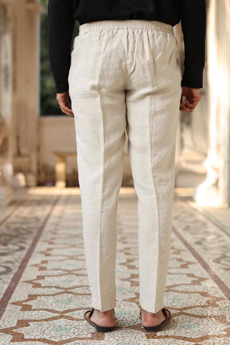 Linen Short Kurta for men | white linen trousers