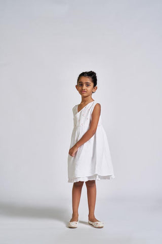 White Embroidered Yoke Dress