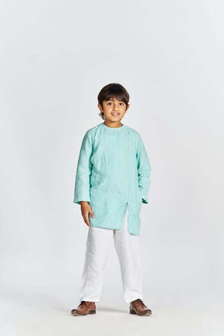 Celestial green side opening kurta set