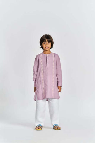 Pink front pleated kurta set