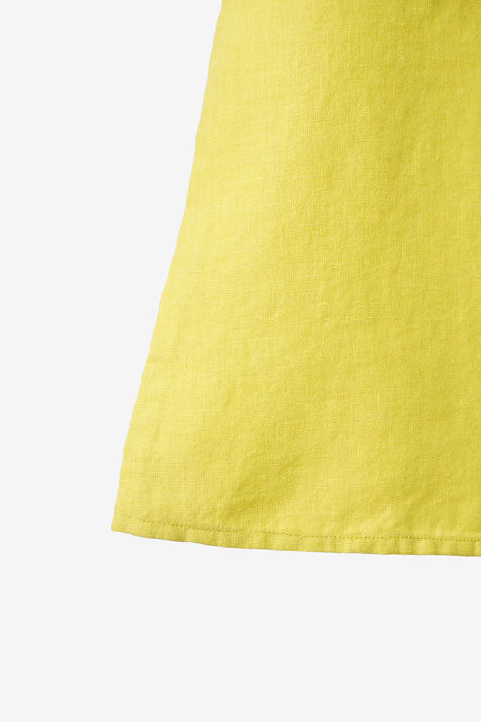 Lime Tie-Up Shoulder Flower Frock - Chi Linen