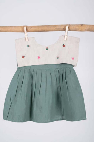 Hand-Embroidered Flap Collar Dress - Chi Linen