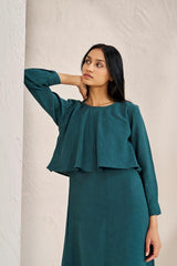 2 Layer Front Slit Dress Teal - Chi Linen