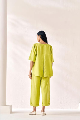 Relaxed Fit Top and Bottom Co-Ord Set Lime Green - Chi Linen