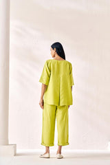 Relaxed Fit Top and Bottom Co-Ord Set Lime Green - Chi Linen