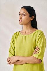 Relaxed Fit Top and Bottom Co-Ord Set Lime Green - Chi Linen