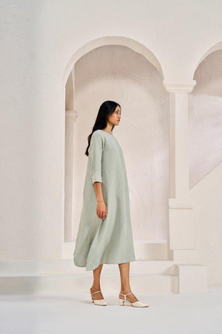 One Side Pleated Dress Mint Green