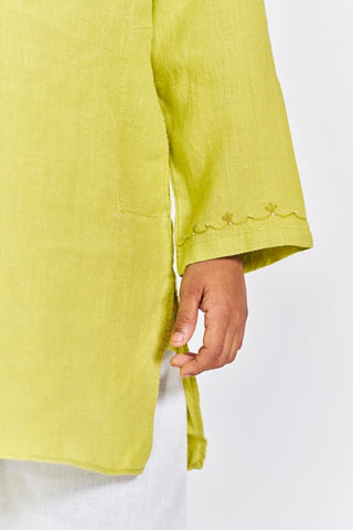 Lime green side opening kurta set