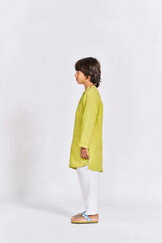 Lime green side opening kurta set