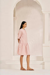 Front Opening Flared Dress Flamingo - Chi Linen