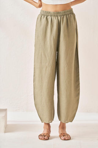 Pleated Top and Harem Pants Co-ord Set White and Olive