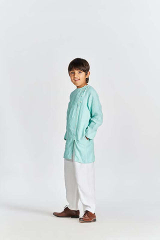 Celestial green side opening kurta set