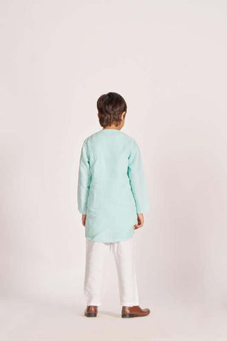 Celestial green side opening kurta set