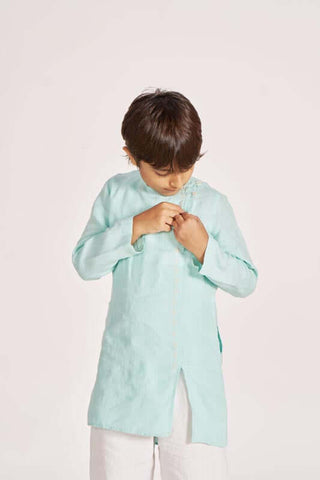 Celestial green side opening kurta set