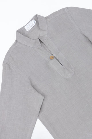 Stand collar v neck shirt - Chi Linen