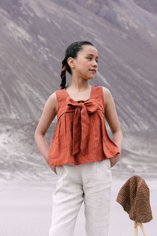 Front bow tie top - Chi Linen