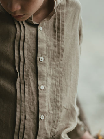 Long Sleeve Band Linen Shirt
