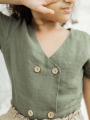 Four Button Linen Top - Chi Linen